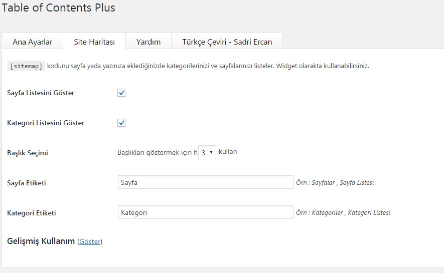 Wordpress yazılarınıza içindekiler tablosu table of contents plus site haritası